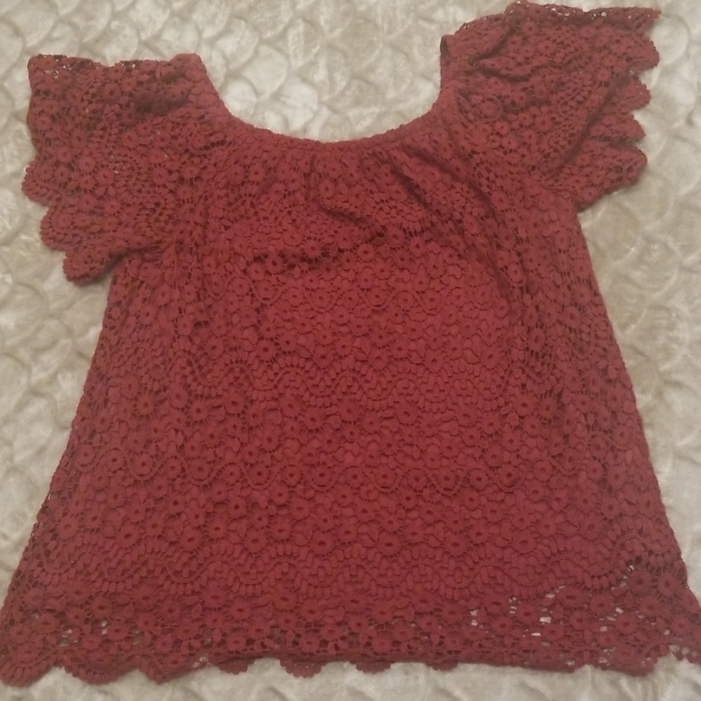 NWOT- Knox Rose Red Lace Blouse